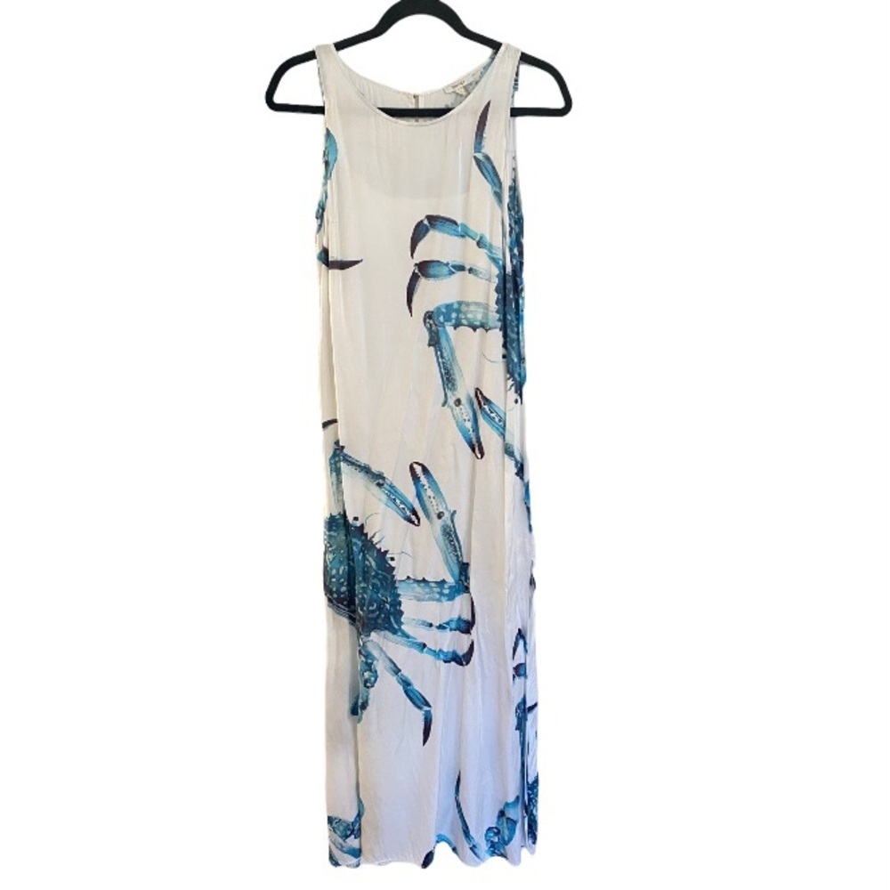 Tyler Boe Claudia Carmen Crab Sleeveless Blue and White Maxi Long Dress NWOT